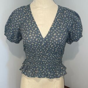 Madewell Manon Cotton Check Voile Short Sleeve Top Size XXS